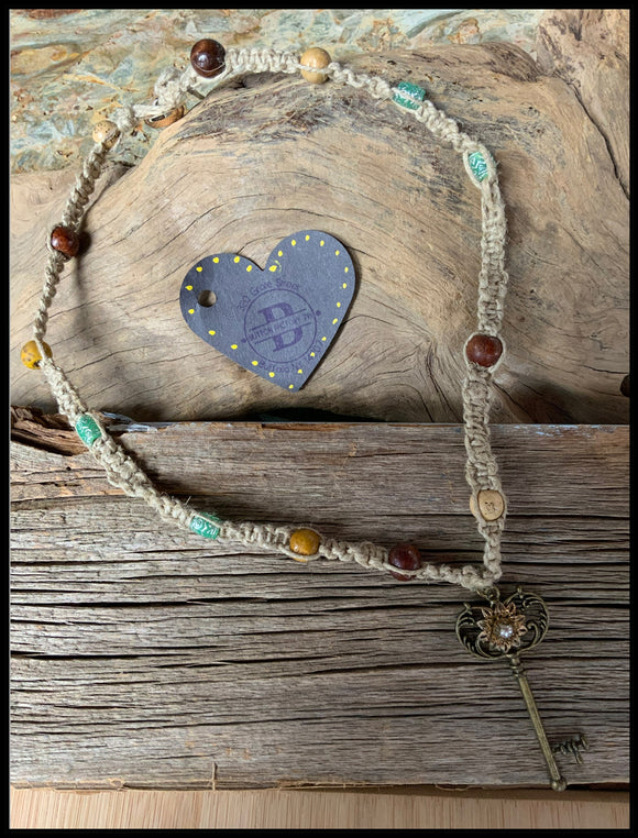 Hemp Necklace with Magical Key