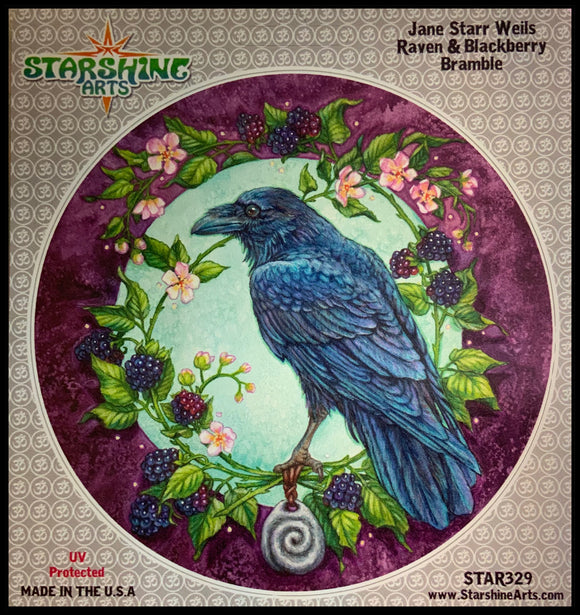 Raven with Blackberries Sticker