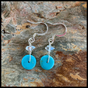 Herkimer Diamond & Turquoise Earrings